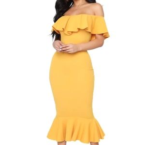 Moments Like This Ruffle Dress - Mustard SIZE M / BNWT